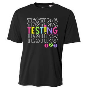 Funny Testing 123 Retro School Test Day Teacher Student Cooling Performance Crew T-Shirt