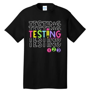 Funny Testing 123 Retro School Test Day Teacher Student Tall T-Shirt