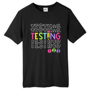 Funny Testing 123 Retro School Test Day Teacher Student Tall Fusion ChromaSoft Performance T-Shirt