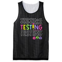 Funny Testing 123 Retro School Test Day Teacher Student Mesh Reversible Basketball Jersey Tank