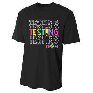 Funny Testing 123 Retro School Test Day Teacher Student Performance Sprint T-Shirt