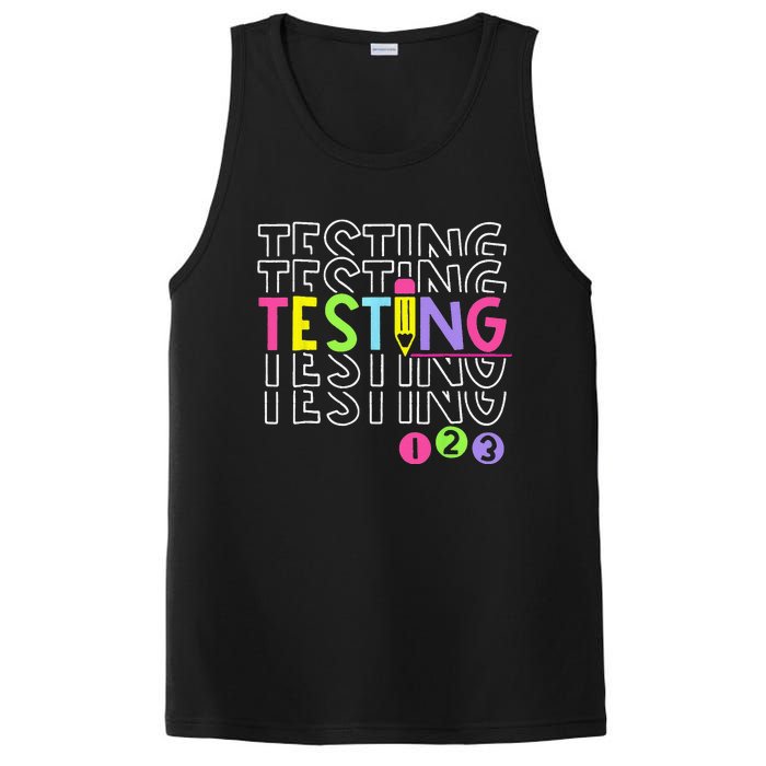 Funny Testing 123 Retro School Test Day Teacher Student PosiCharge Competitor Tank