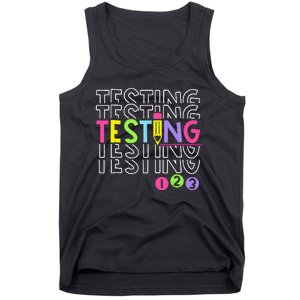 Funny Testing 123 Retro School Test Day Teacher Student Tank Top