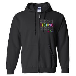 Funny Testing 123 Retro School Test Day Teacher Student Full Zip Hoodie