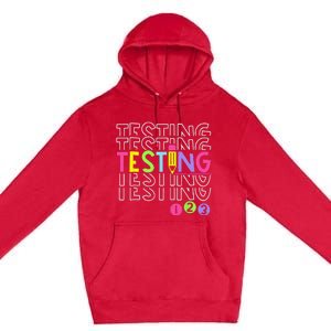 Funny Testing 123 Retro School Test Day Teacher Student Premium Pullover Hoodie