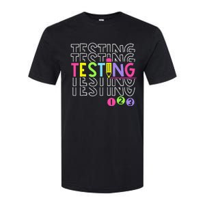 Funny Testing 123 Retro School Test Day Teacher Student Softstyle CVC T-Shirt