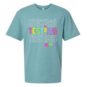 Funny Testing 123 Retro School Test Day Teacher Student Sueded Cloud Jersey T-Shirt