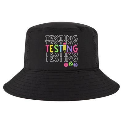 Funny Testing 123 Retro School Test Day Teacher Student Cool Comfort Performance Bucket Hat