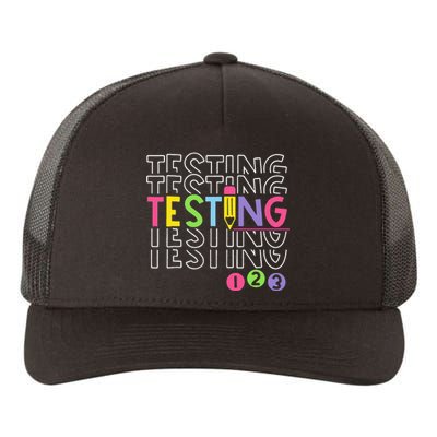 Funny Testing 123 Retro School Test Day Teacher Student Yupoong Adult 5-Panel Trucker Hat