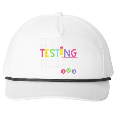 Funny Testing 123 Retro School Test Day Teacher Student Snapback Five-Panel Rope Hat