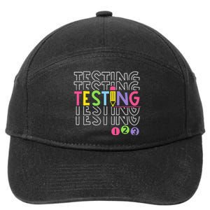 Funny Testing 123 Retro School Test Day Teacher Student 7-Panel Snapback Hat