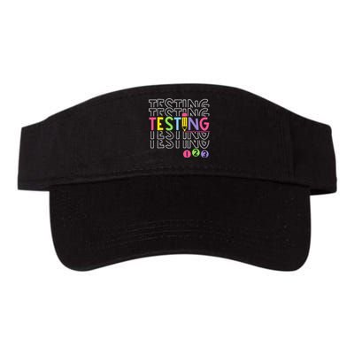 Funny Testing 123 Retro School Test Day Teacher Student Valucap Bio-Washed Visor