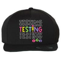 Funny Testing 123 Retro School Test Day Teacher Student Wool Snapback Cap