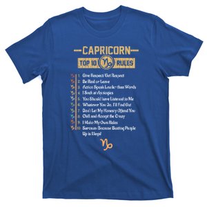 Funny Top 10 Rules Of Capricorn Zodiac Sign Birthday Cute Gift T-Shirt