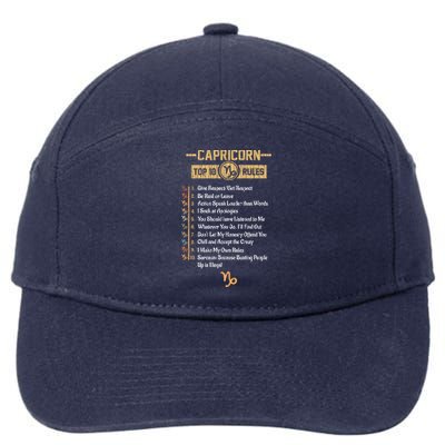 Funny Top 10 Rules Of Capricorn Zodiac Sign Birthday Cute Gift 7-Panel Snapback Hat