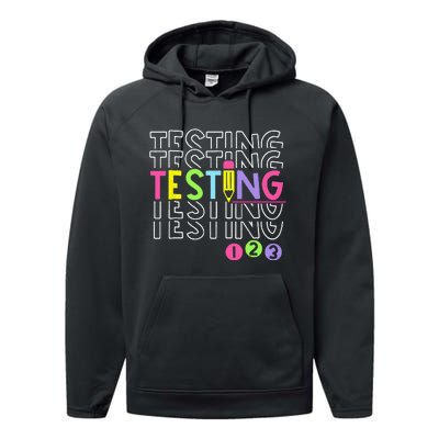 Funny Testing 123 Retro School Test Day Teacher Student Performance Fleece Hoodie