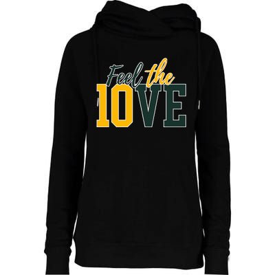 Feel The 10ve Jordan Quarterback Love American Football Womens Funnel Neck Pullover Hood