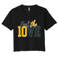 Feel The 10ve Jordan Quarterback Love American Football Women's Crop Top Tee