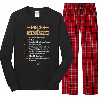 Funny Top 10 Rules Of Pisces Zodiac Sign Birthday Great Gift Long Sleeve Pajama Set