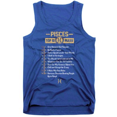 Funny Top 10 Rules Of Pisces Zodiac Sign Birthday Great Gift Tank Top