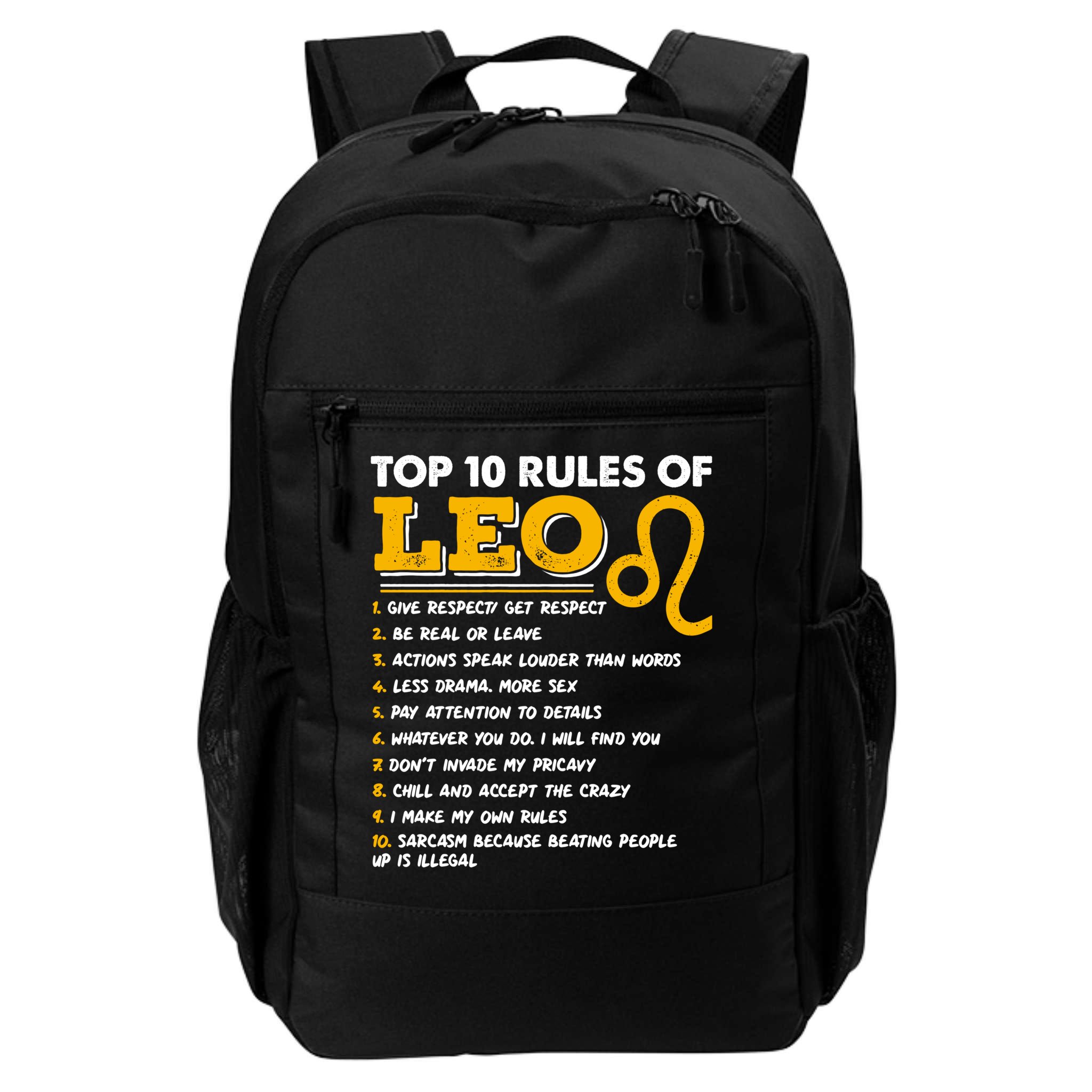 Funny Top 10 Rules Of Leo Leo Zodiac Birthday Leo Zodiac Cool Gift Backpack