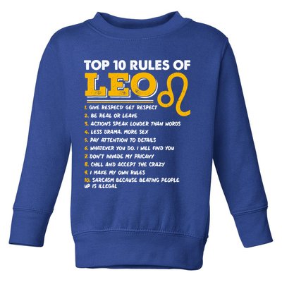 Funny Top 10 Rules Of Leo Leo Zodiac Birthday Leo Zodiac Cool Gift Toddler Sweatshirt