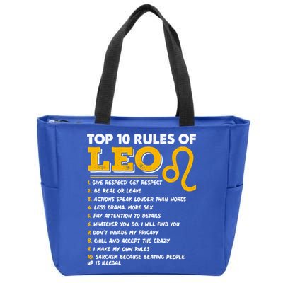 Funny Top 10 Rules Of Leo Leo Zodiac Birthday Leo Zodiac Cool Gift Zip Tote Bag