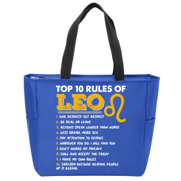 Funny Top 10 Rules Of Leo Leo Zodiac Birthday Leo Zodiac Cool Gift Zip Tote Bag