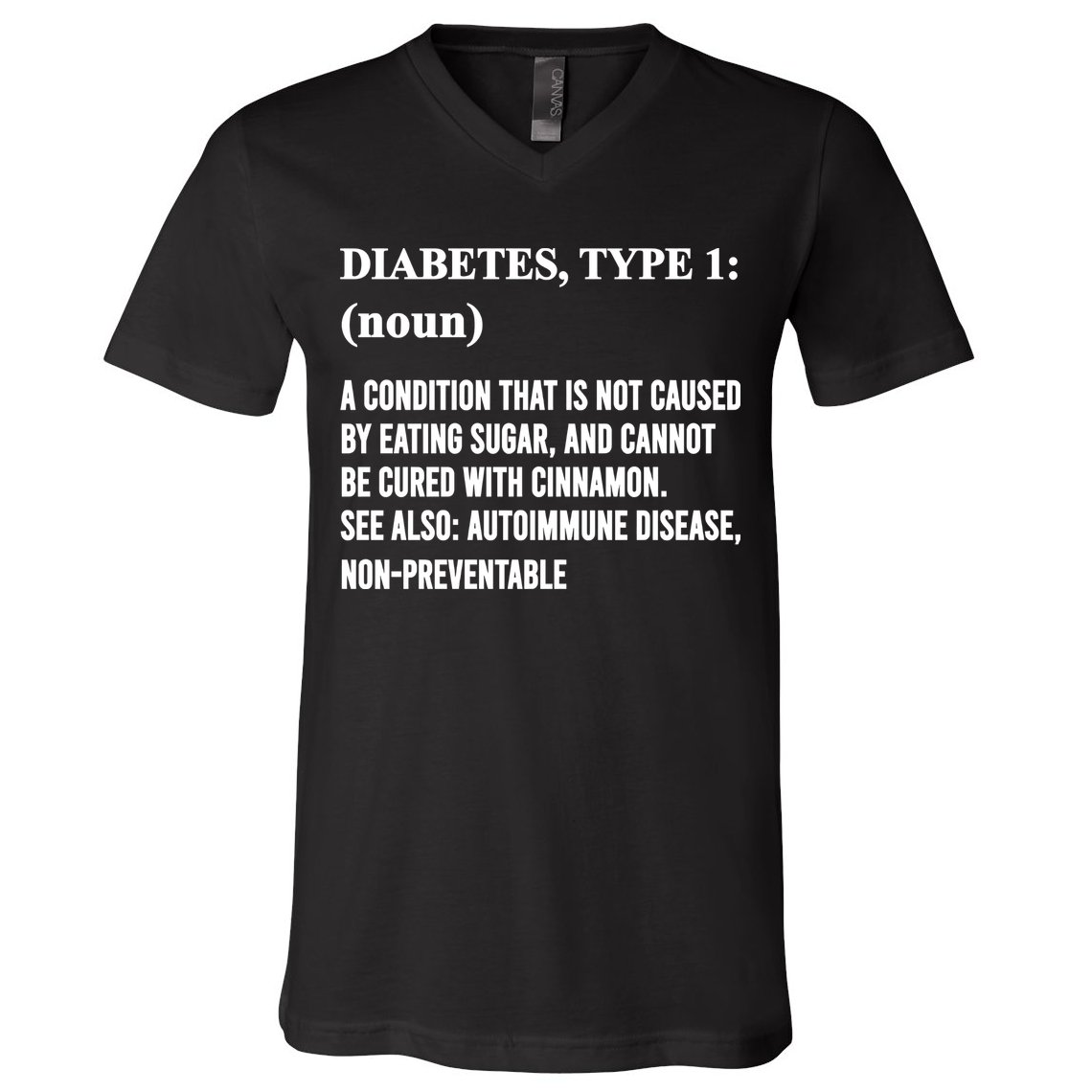 Funny Type 1 Diabetes Definition Diabetes Awareness V-Neck T-Shirt