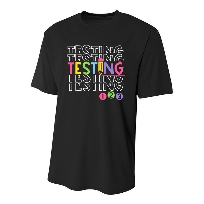 Funny Testing 123 Retro School Test Day Teacher Student Youth Performance Sprint T-Shirt