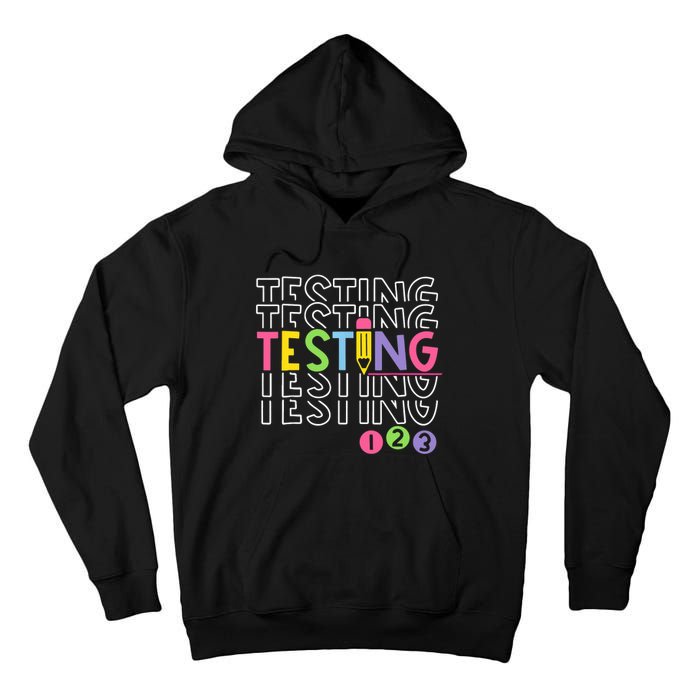 Funny Testing 123 Retro School Test Day Teacher Student Tall Hoodie