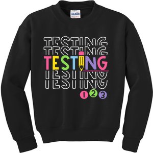 Funny Testing 123 Retro School Test Day Teacher Student Kids Sweatshirt