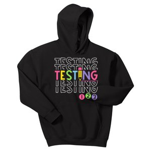 Funny Testing 123 Retro School Test Day Teacher Student Kids Hoodie