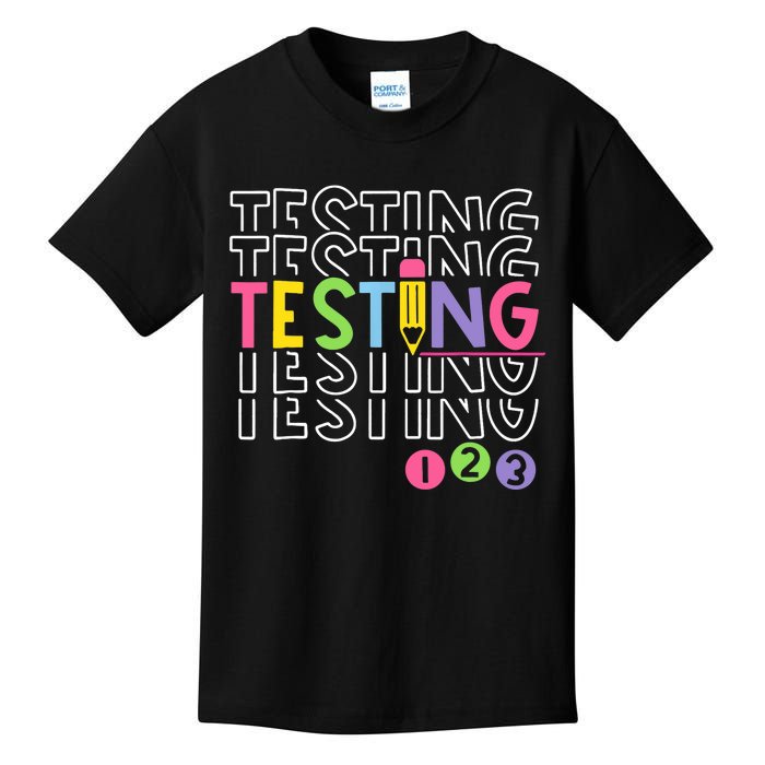 Funny Testing 123 Retro School Test Day Teacher Student Kids T-Shirt