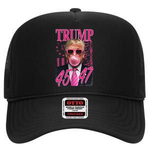 Funny Trump 1776 Flag High Crown Mesh Back Trucker Hat