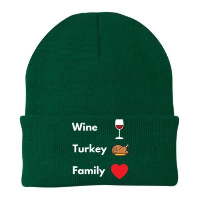 Funny Thanksgiving 2020 Wine Turkey Family Gift Knit Cap Winter Beanie