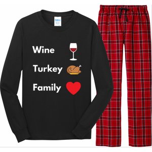 Funny Thanksgiving 2020 Wine Turkey Family Gift Long Sleeve Pajama Set