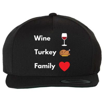 Funny Thanksgiving 2020 Wine Turkey Family Gift Wool Snapback Cap