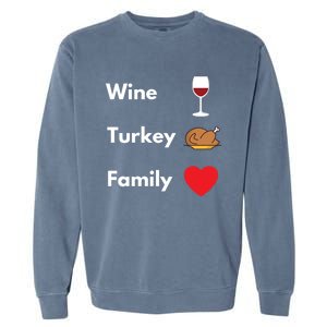 Funny Thanksgiving 2020 Wine Turkey Family Gift Garment-Dyed Sweatshirt