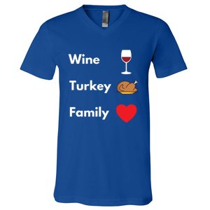 Funny Thanksgiving 2020 Wine Turkey Family Gift V-Neck T-Shirt