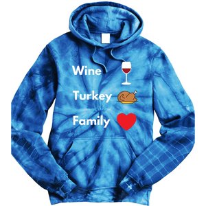 Funny Thanksgiving 2020 Wine Turkey Family Gift Tie Dye Hoodie