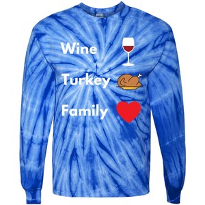 Funny Thanksgiving 2020 Wine Turkey Family Gift Tie-Dye Long Sleeve Shirt