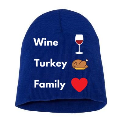 Funny Thanksgiving 2020 Wine Turkey Family Gift Short Acrylic Beanie