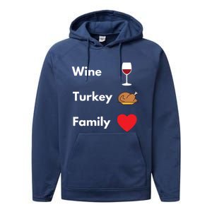 Funny Thanksgiving 2020 Wine Turkey Family Gift Performance Fleece Hoodie