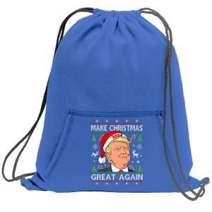 Funny Trump 2024 Make Christmas Great Again Ugly Gift Sweatshirt Cinch Pack Bag