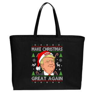 Funny Trump 2024 Make Christmas Great Again Ugly Gift Cotton Canvas Jumbo Tote