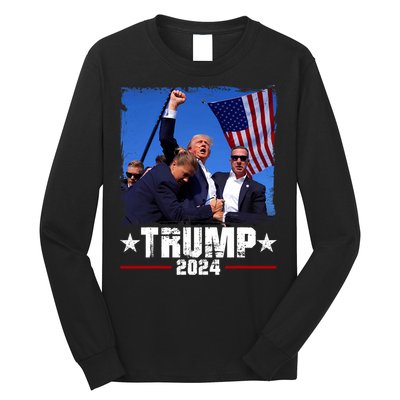 Fight Trump 2024 Election American Flag Donald Trump 2024 Long Sleeve Shirt