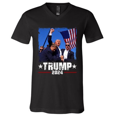 Fight Trump 2024 Election American Flag Donald Trump 2024 V-Neck T-Shirt