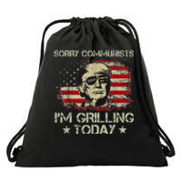 Funny Trump 2024 Communists IM Grilling Today Drawstring Bag