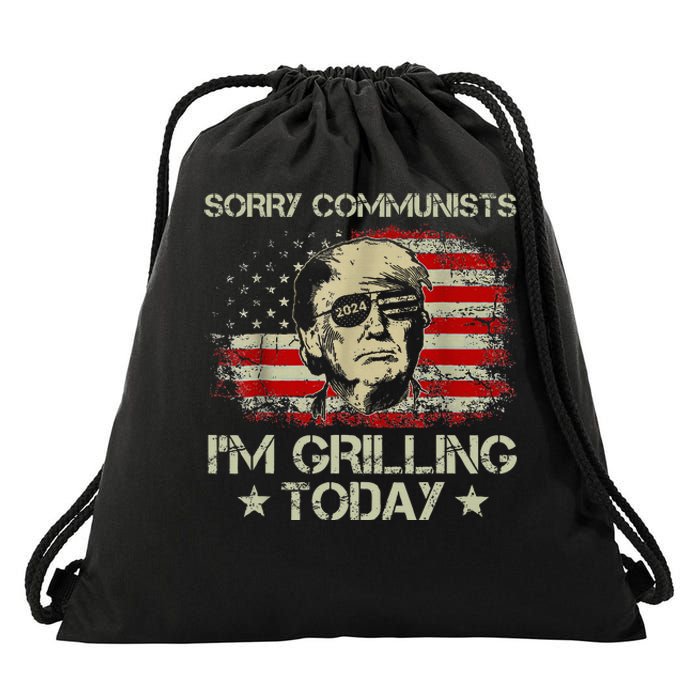 Funny Trump 2024 Communists IM Grilling Today Drawstring Bag